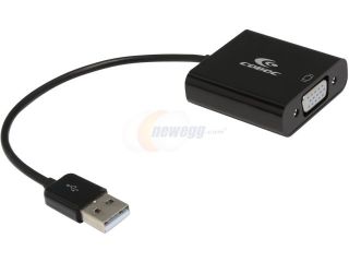 Coboc AD U22VGA 6 BK 7 inch Black color USB 2.0 to VGA External Video Card Adapter USB to Display Graphics Converter– 1920x1200/1080P