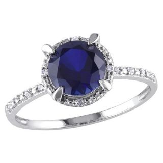 CT. Created Blue Sapphire and 0.05 CT. Diamond 4 Prong Ring in