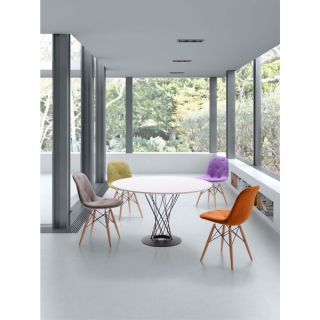 Orange Plastic Side Chair with Wire Base