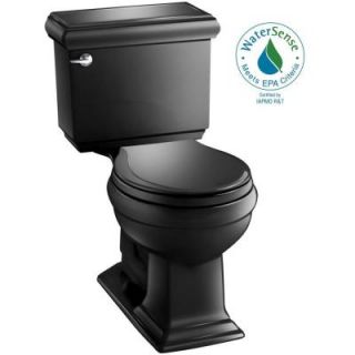 KOHLER Memoirs Classic 2 piece 1.28 GPF Round Toilet with AquaPiston Flushing Technology in Black Black K 3986 7