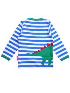 Toby Tiger Baby Dinosaur Applique T Shirt Blue