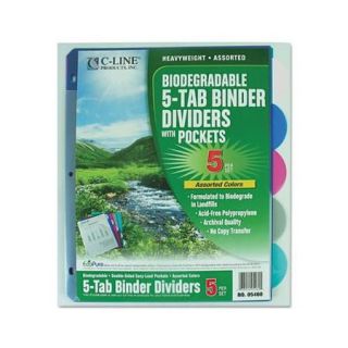 C Cline 05460 Biodegradable Poly Index Dividers with Pockets, 5 Tab, Multicolor
