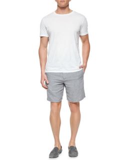 Rag & Bone Striped Cotton Shorts, Navy/White