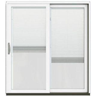 JELD WEN 71 1/4 in. x 79 1/2 in. W 2500 Hartford Green Prehung Right Hand Clad Wood Sliding Patio Door with Blinds JW2201 01403
