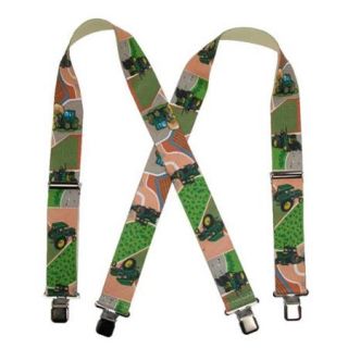 CTM&#174; Mens Elastic Clip End 2 Inch Farm Tractor and Fields Suspenders, Khaki