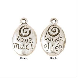 Blue Moon Silver Plated Metal Charms Love Much Laugh Often 5/Pkg