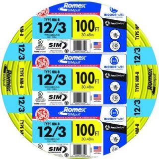 Romex 100 ft. 12/3 Yellow Solid SIMpull NM B Wire 63947628