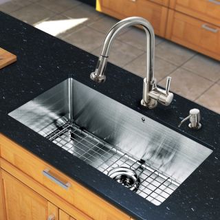30 x 19 Single Bowl Kitchen Sink with Pull Out Sprayer Faucet by