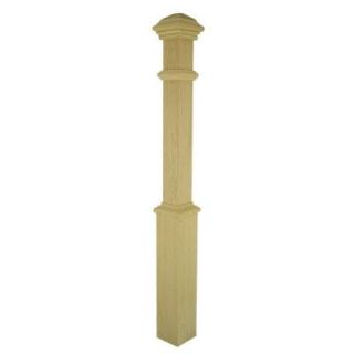 Stair Parts 55 in. x 5 in. Unfinished Red Oak Box Newel 4191R 056 HD00L
