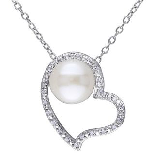 Allura 8 8.5mm Freshwater Pearl and 1/10 CT. T.W. Diamond Heart Shaped