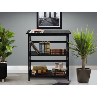 Antique Black Three shelf Solid Wood Bookshelf