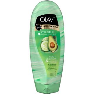 Olay 2 in 1 Essential Oils Ribbons Avocado Oil + Soothing Cucumber Moisturizer Body Wash, 18 fl oz
