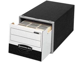 Bankers Box 00371 Super Stor/Drawer File Storage Box, Letter, Steel/Plastic, Black/White, 6/Carton
