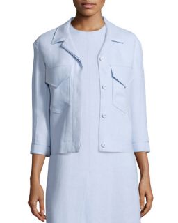 Nina Ricci 3/4 Sleeve Button Front Jacket & Sleeveless Jewel Neck Sheath Dress