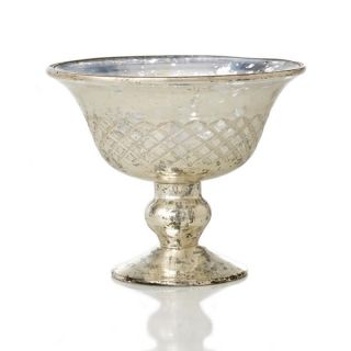 85 inch x 7.85 inch x 6.7 inch Etched Mercury Glass Compote