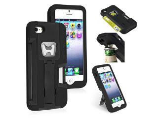 Insten Black Hard / Black Skin AND Black Hard/ White Skin Hybrid Case Cover with Stand Compatible with Apple iPhone 5