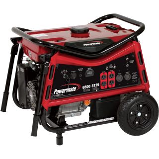 Powermate Portable Generator — 8125 Surge Watts, 6500 Rated Watts, Electric Start, CARB-Compliant, Model# PMC106507