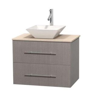 Wyndham Collection Centra 30 in. Vanity in Gray Oak with Marble Vanity Top in Ivory and Porcelain Sink WCVW00930SGOIVD2WMXX
