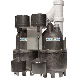 BurCam Cast Iron Submersible Duplex Sump Pump — 4700 GPH, 1/3 HP, 1 1/2in. Port, Model# 300828TWP  Sump Pumps