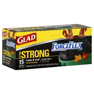 Glad ForceFlex Lawn & Leaf Bags, Drawstring, Extra Strong, 39 Gallon