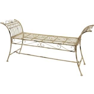 Oriental Furniture  Rustic Garden Bench   Distressed White