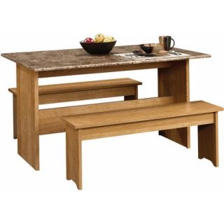 Sauder Beginnings Trestle Dining Table with Benches, Multiple Finishes