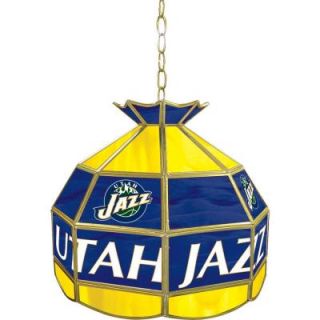 Trademark Global Utah Jazz NBA 16 in. Nickel Hanging Tiffany Style Lamp NBA1600 UJ