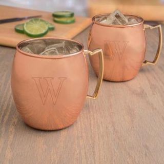 Personalized Moscow Mule Copper Mug with Unique Handle (Set of 2) U