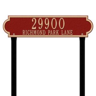 Whitehall Products Richmond Rectangular Red/Gold Estate Lawn Two Line Horizontal Address Plaque 2991RG