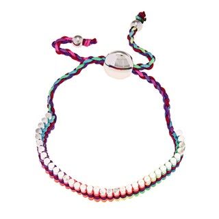 La Preciosa Silverplated Multi colored Cord Friendship Bracelet