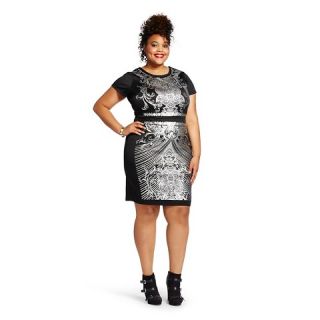 Plus Size Foil Print Dress Black   Almost Famous