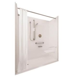 Ella Elite Satin 37 in. x 60 in. x 77 1/2 in. 5 piece Barrier Free Roll In Shower System in White with Left Drain 6036 BF 5P 1.0 L WH ELS