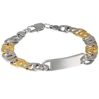 Stainless Steel ID Gold Ionic Plated Link Bracelet  