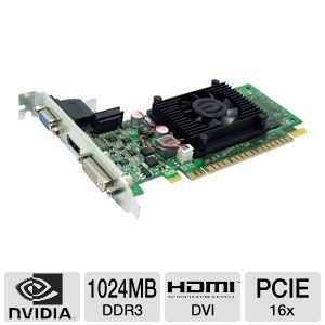 EVGA 01G P3 1312 LR GeForce 210 Video Card   1024MB DDR3, PCI Express 2.0, DVI, HDMI, VGA, Low Profile, (Bracket Included)