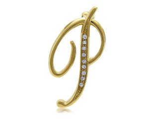 Gold Tone Initial Letter Brooch Pin   Y