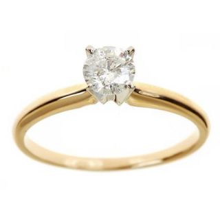 1/2 Carat T.W. Genuine Round White Diamond 14kt Yellow Gold Solitaire Ring, IGL Certified