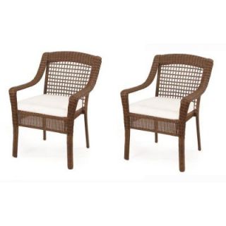 Hampton Bay Spring Haven Brown Wicker Patio Dining Chairs with Cushion Insert (2 Pack) (Slipcovers Sold Separately) 56 2222
