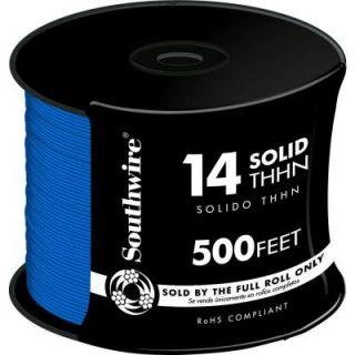 Southwire 500 ft. 14 Blue Solid CU THHN Wire 11582457