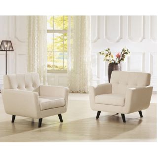 Baxton Studio Novak Contemporary Beige Linen Upholstered Armchair With