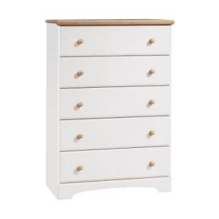 South Shore Furniture Shaker 5 Drawer Dresser in Pure white and Natural Maple 3263035