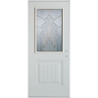 Stanley Doors 32 in. x 80 in. Art Deco 1/2 Lite 1 Panel Prefinished White Steel Prehung Front Door 1350S C 32 L P