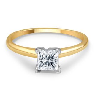 14k Gold 1ct TDW Princess cut IGL certified Diamond Solitaire