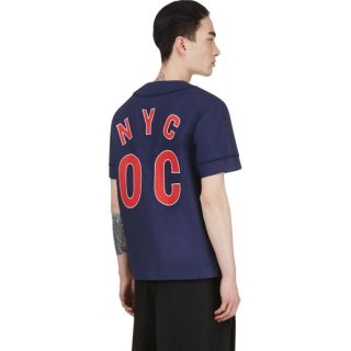 Adidas Originals x Opening Ceremony Navy Nyc Oc Twill Baseball Shirt