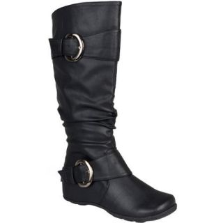 Brinley Co. Womens Wide Calf Slouchy Buckle Detail Boots