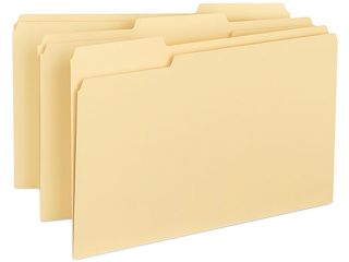 Smead 15339 100% Recycled File Folders, 1/3 Cut, One Ply Top Tab, Legal, Manila, 100/Box