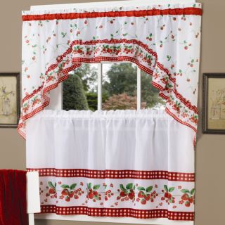 Traditional Two piece Tailored Tier and Swag Window Curtains Set with