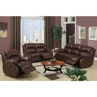 Trani Recliner Motion Rich Brown Bonded Leather Living Room Set