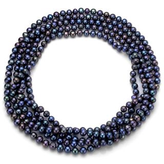 DaVonna Cultured FW Black Pearl 100 inch Endless Necklace (6 6.5 mm