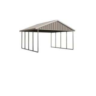 PWS Premium Canopy 16 ft. x 20 ft. Ash Grey and Polar White All Steel Carport Structure with Durable Galvanized Frame S 1620 PW