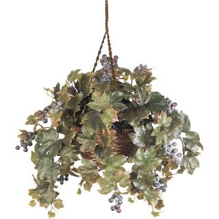 Nearly Natural Grape Leaf Hanging Basket Silk Plant